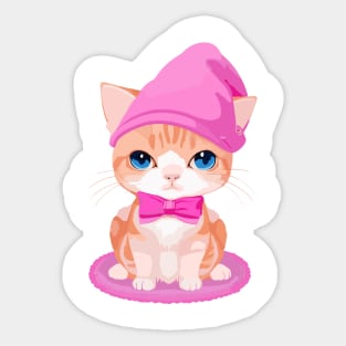 kitten with cap Sticker